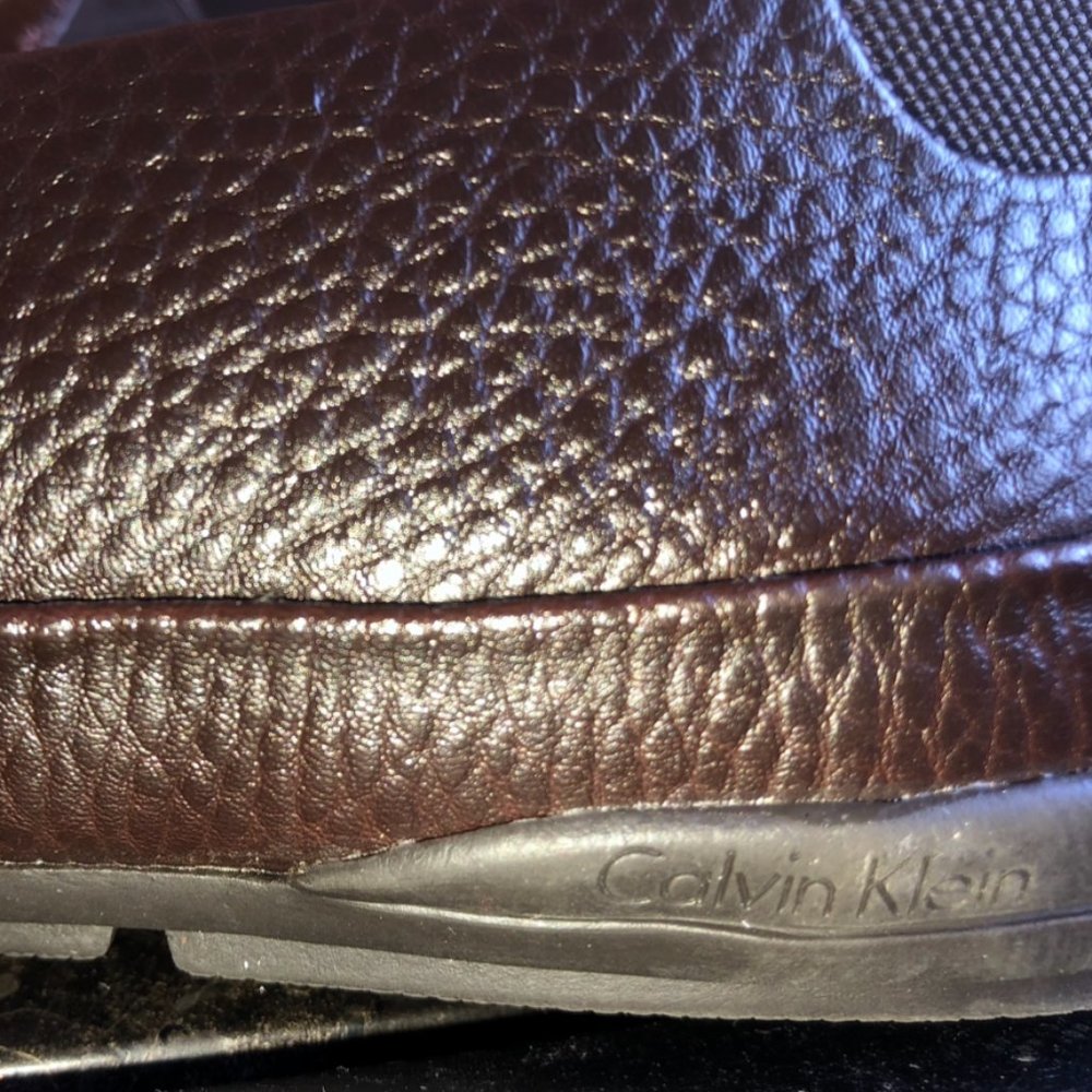 Calvin Klein Tumbled Leather Driver Loafers (Brown) - Picture 9 of 9
